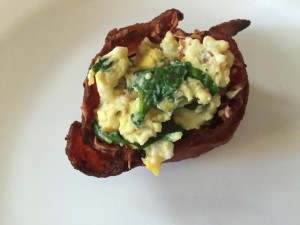 The Perfect Bacon Bowl with spinach scrambled eggs.
