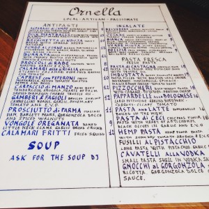 Hand written menu