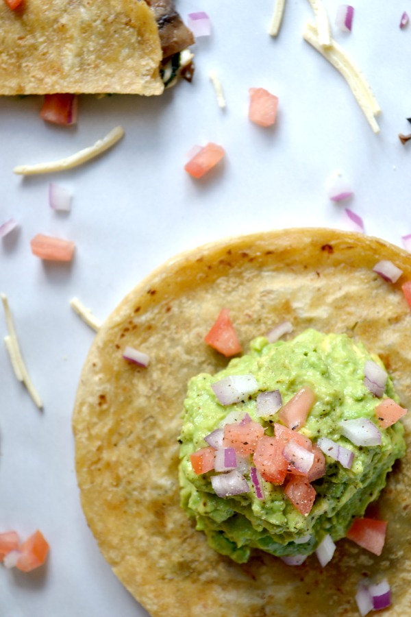 vegan quesadillas with homemade guacamole