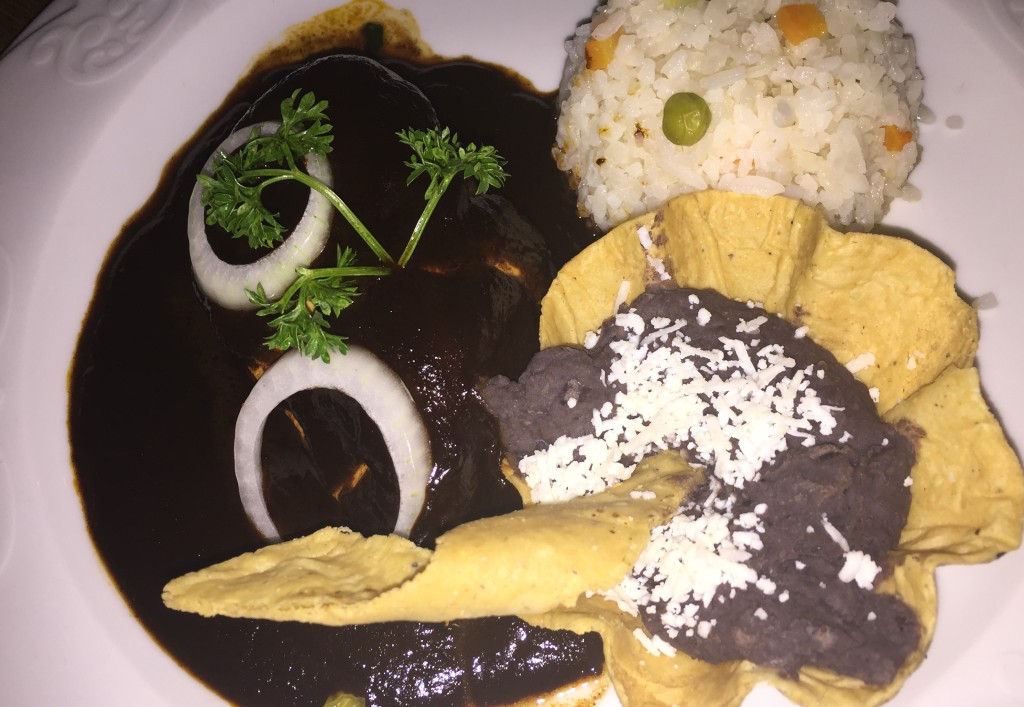 Chicken with black mole.