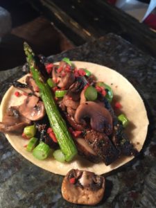 Vegan Tacos with portabello mushrooms and asparagus