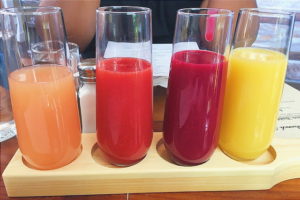 From left: Grapefruit, Strawberry, Blood Peach, Orange