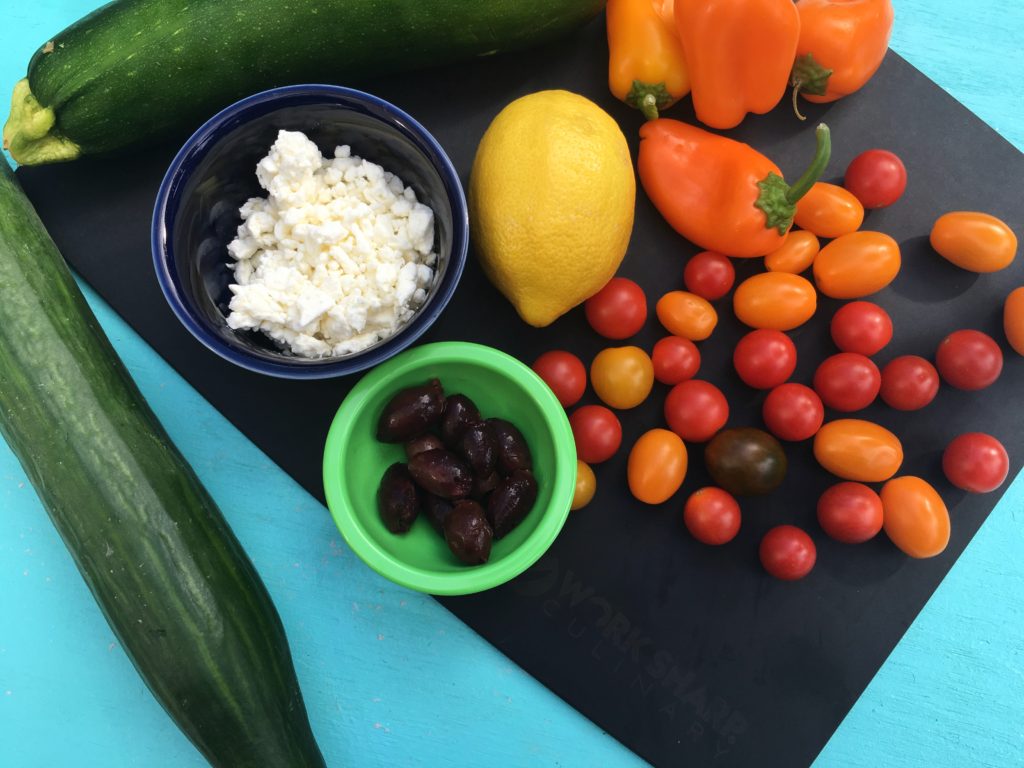 Tomatoes feta olives peppers